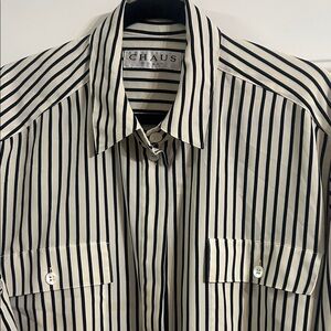 Chaus Women's Black and White Striped Blouse